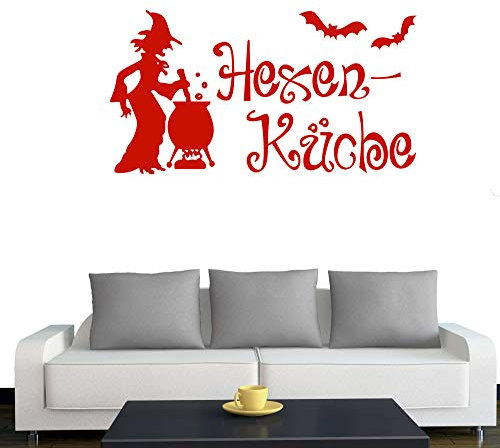 A526 Wandtattoo Hexenküche 60cm x 32cm hellrot (erhältlich in 40 Farben und 4 Größen)
