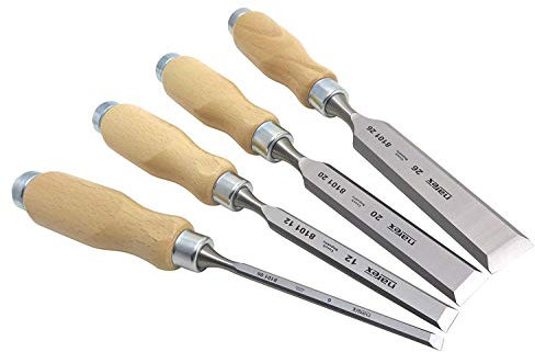 Narex (Made in Czech Republic) 4 pc set 6mm (1/4), 12 (1/2), 20 (3/4) , 26 (1 1/16) mm Woodworking Chisels 863010 by Narex