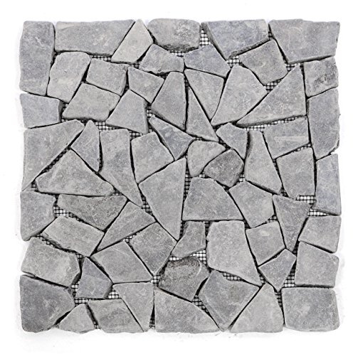 DIVERO Fliesen Mosaik Naturstein Bruchstein Marmor grau 1 Matte Wand Boden