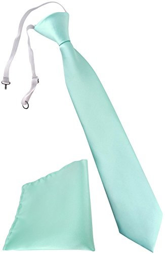 TigerTie Kinderkrawatte + Einstecktuch in mint - vorgebunden mit Gummizug