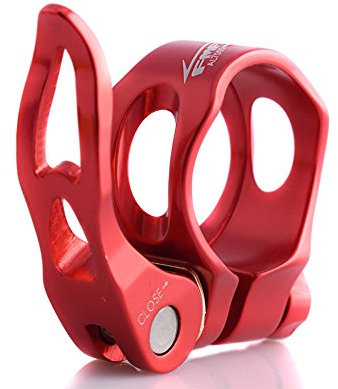 Upanbike Fahrradsattelstützen-Klemme aus Aluminiumlegierung, hohler Schnellspanner, 31,8 mm, 34,9 mm, runder Clip, rot, 31,8 mm