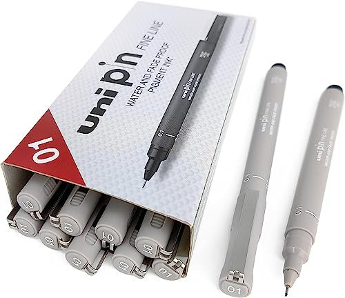 Uni Pin Fineliner Zeichenstift, Hellgrau, 0,1 mm, 12 Stück