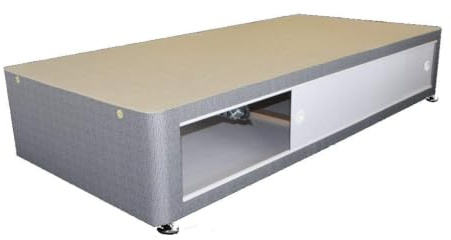 Save On Goods UK Divan bed base only.Grey fabric upholstered devan.Non storage,sliding door slider,2 drawers,4 drawers, under bed storage.3ft,4ft,4ft6,5ft,6ft (3ft sliding door storage)