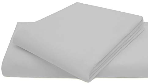 AmigoZone Cotton Percale Easy Care Polycotton Flat Sheet (Silver, King)
