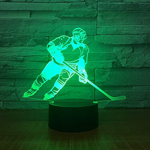 Jinson well 3D Eishockey Spieler Lampe licht led Illusion Nachtlicht, 7 Farbwechsel Touch Switch Tisch Schreibtisch Dekoration Lampen perfekte mit Acryl ABS Base USB Kabel Spielzeug