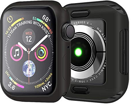 REY Cover in Gel TPU Nero per Apple Watch Series 4 - Series 5 - Series 6- Watch SE 40mm, Ultra Sottile 0,33 mm, Morbido Flessibile, Custodia Silicone