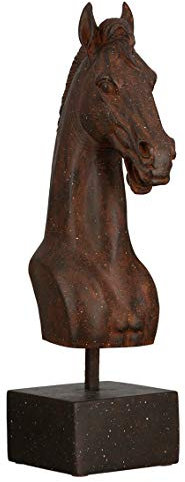 Casablanca Skulptur Pferd - Poly Dunkelbraun Antikfinish - auf quadratischer Basis Höhr 42,5 cm
