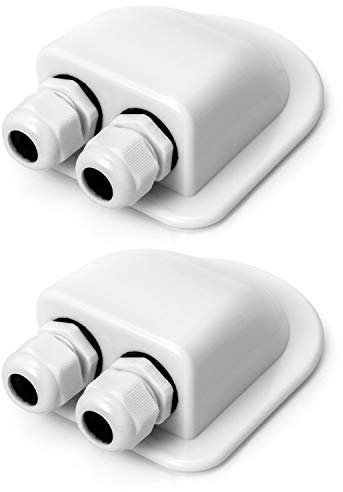 QWORK® 2 Stück Dachdurchführung IP68 Wasserdicht ABS Solar Doppel-Kabeldurchführung rfür Solarsatellit Klimaanlage Wohnmobil Wohnwagen Boot