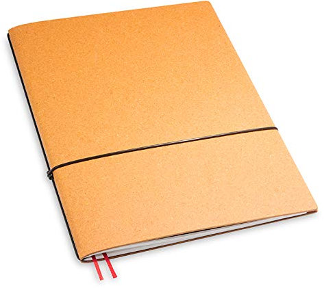 X17-A4+ Notizbuch/Personal Organizer | 7mm dünn | braun; aus recyceltem Leder. Nachfüllbar. Notizheft (blanko) mit Doppeltasche, Made in Germany.