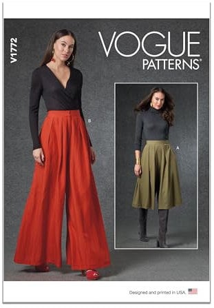 Vogue Patterns V1772A Misses Skirt/Pants S-M-L-XL-XXL, White