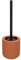 WENKO Porte brosse WC Avellino, porte brosse WC en céramique avec tête de brosse WC noire remplaçable de Ø7,5 cm, Céramique avec surface agrippante Soft-Touch, Ø 11,5x40 cm, terracotta