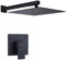 RBROHANT Schwarzes Duschkopf und Griff Set, Mattschwarzer Regenduschkopf mit Ventil-Set, 10 Zoll Überkopf-Duschkopf-Sets für Badezimmer mit rauem Ventil, Wandmontage, RB0785