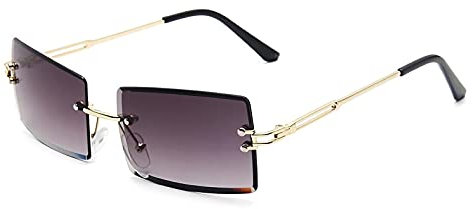 OSAGAMA Kleine Rechteckige Sonnenbrille Damen Herren Randlose Quadratische Brille Brillen UV400 Verlauf Lila