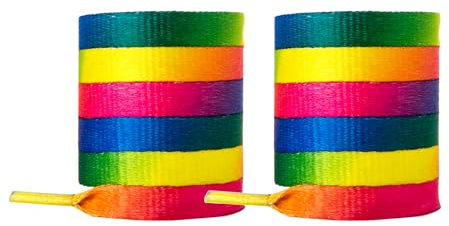 CCSOFTIME Lacets Chaussures Couleurs pour Baskets, Lacet Arc en ciel Plat 8mm Largeur pour Sneakers-Compatible avec Converse Chucks Nike Air Force Stan Smith,120CM-2 Paires