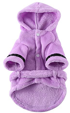 Felenny Hundebademantel mit Kapuze, Bademantel für Hunde, Weiche, Super Saugfähige Haustier Bademantel für Große, Mittlere, Kleine Hunde (Lila, L)