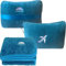BlueHills Reisedecke, Kissen in Mini-Softhülle, Premium-Plüsch-Flugzeugdecke in weicher Tasche, kompakte Packung mit Gepäckgürtel und Rucksackclip, Blaugrün M03