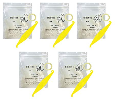 1/4 Zoll kieferorthopädische elastische Gummibänder, 500er-Pack Medium 3,5-Unzen-Gummibänder Dreadlocks-Haarzöpfe fixieren Zahnlücken, 5er-Pack kostenloser elastischer Platzhalter für Zahnspangen