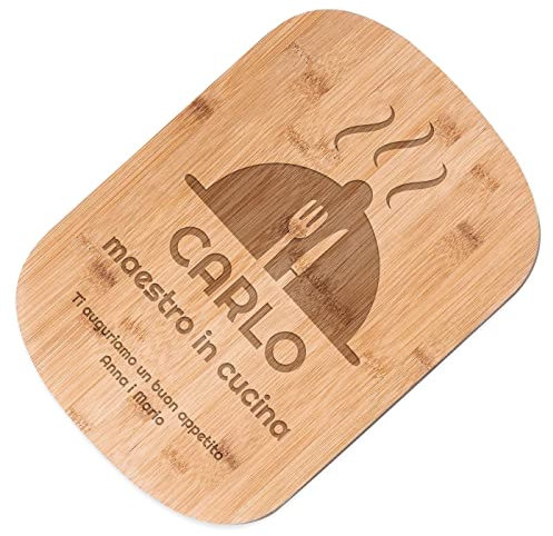Maverton Tagliere in bambù - incisione personalizzata - dimensioni 35cm x 25cm - battilardo rettangolare - eco-friendly - pensiero speciale per l’ uomo - maestro in cucina
