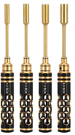 INJORA 4 PCs RC Hex Nut Screw Driver Set, 4.0mm 5.5mm 7.0mm 8.0mm Hexagon Head Nut Screwdriver Wrenches, Socket Driver, RC Car Repair Tool Kit for RC Model Car Boat Helicopter
