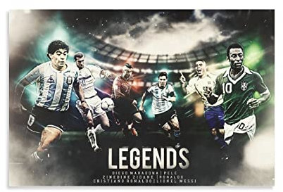 QIUMING Soccer Pele The King of Football Wandkunst Poster Scrollen Leinwand Malerei Bild Wohnzimmer Dekor Zuhause 50 x 75 cm