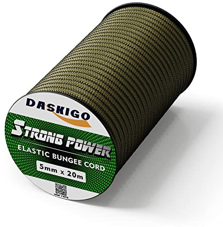 Corda elastica, 5 mm x 20 m, verde militare
