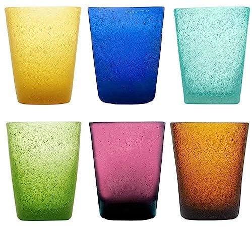 Memento Set 6 bicchieri acqua in pasta di vetro 300cc - Multicolor