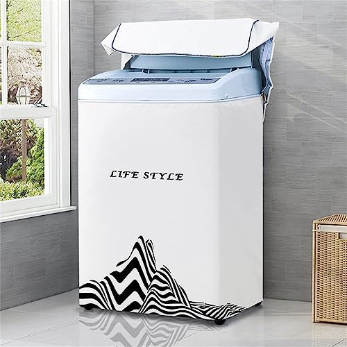 Odot Funda Lavadora de Carga Superior Funda, Planta de Geometría Lavadora Exterior Impermeable con Cremallera para Lavadora y Secadora de Carga Superior (Montaña,M(5.6-6.5kg))