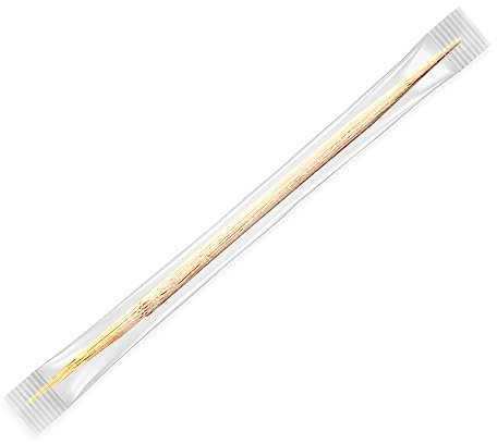 TIENDA EURASIA - Palillos Redondos de Madera, Caja de 1000 Unidades, Enfundados en Plastico, 6,50 cm de Longitud, Madera, Color Natural, Palillos de Dientes, para Aperitivos y Cocina