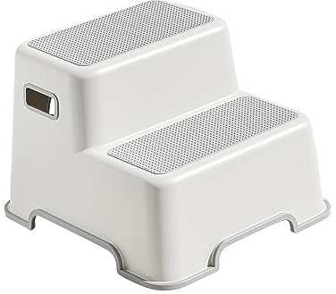 Predolo Taburete de Dos Escalones para Niños Pequeños, Antideslizante para Entrenamiento de Inodoro, Escalonado de Baño, Gris