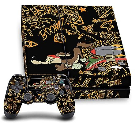 Head Case Designs Offizielle Looney Tunes Wile E. Coyote Graphics Und Charaktere Vinyl Haut Gaming Aufkleber Abziehbild kompatibel mit Sony Playstation 4 PS4 Console and DualShock 4 Controller Bundle