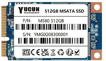 YUCUN MSATA III Disque Flash SSD 512 Go Interne Solid State Drive 512GB