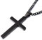 USEEDOVIA Cross Necklace for Men, 316L Stainless Steel Mens Necklace with Cross Pendant, Black Link Chain (55+5cm) Christmas Religious Birthday Gifts for Him Boys