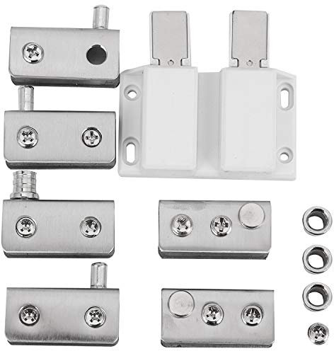 Josenidny Edelstahl Glastür Drehscharnier Doppelkopf Magnetschnäpper Set für 5-8mm Glastür