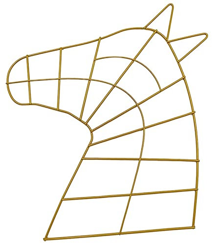 Künstlicher Weihnachtskranz Pferdekopf Kranz Rahmen Metall Blumenrahmen Blumenring Kranz Rebe Hängende Hochzeit Party Supplies Neujahr Valentinstag Teil (Farbe: Gold)