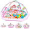 TFDER 8-in-1 Baby Spieldecke mit Spielbogen, Multifunktionsspielbogen für Neugeborene mit Bällebad,18 Bällen und mit 7 abnehmbaren sensorischen Spielzeugen, Krabbeldecken für Babys ab 0+ Monaten(Rosa)