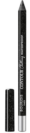 Bourjois Paris Contour Clubbing Crayon Yeux Waterproof, Texture Coulissante et Doux, Formule avec Huiles de Jojoba, N° 55 Ultra Black Glitter, 1.2g