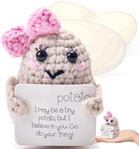 COLEESON Pocket Hug Positive Kartoffel, Pocket Hug Positive Potato, Kreative Strickwolle Puppe für Frauen, Mutmacher Prüfung Geschenk, Abschiedsgeschenk Kollegen, Beste Freundin Geschenke (K)