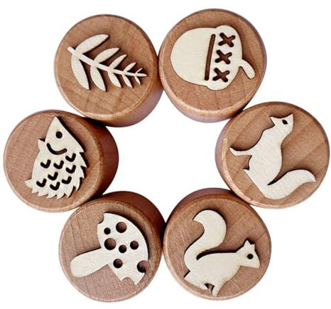 Holzstempel für Kinder, Dekostempel für Kinder, Herbststempel für Scrapbooking, Kunstprojekte, Verpackungen, 6 Stück
