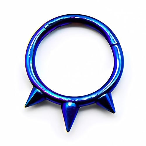 Decentraland 1 Stück 16G Blau Durchmesser 8mm Spike Nase Septum Mund Hoop Ohrring Knorpel Chirurgenstahl Gothic Ring Piercing Schmuck
