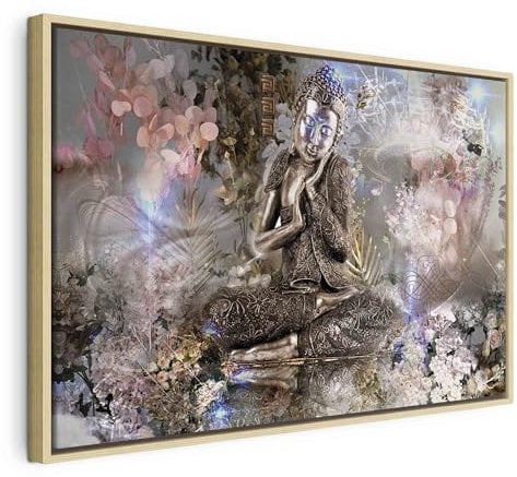 murando Bilder mit Rahmen 90x60 cm Wandbilder groß Leinwandbild XXL natürlicher Holzrahmen modern Wanddekoration Kunstdruck Wanddeko Wohnzimmer Schlafzimmer Garten Blumen Blätter Abstrakt