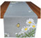 Läufer Tischdecke Leinen-Optik Bestickt Deko Esszimmer Serie Margariten Blumen Tischwäsche grau Stickerei Schmetterling Tischband Frühling Typ886 Tischläufer 40x140 cm weiß gelb