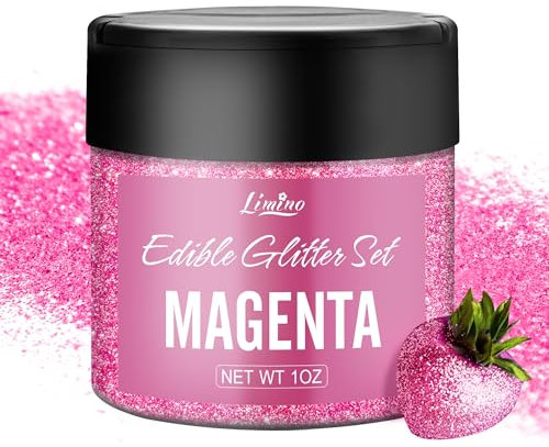 Essbarer Glitzer - 1oz Essbarer Glitzerpulver Schimmer Glitzerstaub für Getränke, Kuchen, Lebensmittel - Metallisch Glitzerpuder Lebensmittelfarbe Pulver zum Cocktail, Fondant, Wein, Keksen (Magenta)
