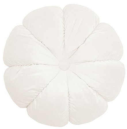 Fouriding Runde Blume Wurfkissen 45cm Samt Petal Kissen Kissen Boden Kissen für Wohnzimmer Sofa Bett Stuhl Boden Auto Home Decoration (Weiß)