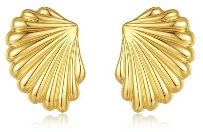 Ohrstecker Gold Ohrringe Damen, Groß Statement Ohrringe mit Streifen, Quadratische Ohrringe Vergoldet, Hypoallergen Leicht Schmuck Damen, Geschenke für Frauen