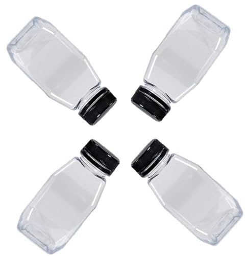 4 Pcs Mini Fridge Bottles,Mini Milk Bottles, Small Bottles With Lids,Mini Plastic Bottles, 250ml Plastic Bottles, Ideal for Milk, Empty Reusable Bottles for Mini Fridge, Juice, and Other Beverages