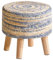 YMYNY Sitzhocker, Ottoman, Fußhocker aus Natürliches Seegras und Kiefernbeinen, in ländlichen Stil, Handgefertigt, für Schlafzimmer, Wohnzimmer, Kinderzimmer, Outdoor Blau und Weiß 32×32×32CM HBD027QW