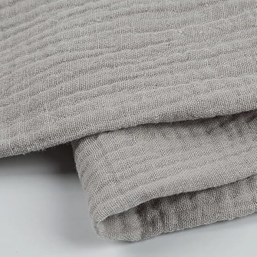 EDGEAM Baumwollstoff Musselin Stoff Double Gauze Breite 135cm Baumwolle Musselin Stoff Meterware (Grau, 300 x 135 cm)