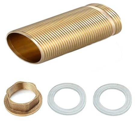 Einlochdeck Kalt Warmwasser Messing Rohrmuttern, Verlängerung Gewinderohr Kaltwasserhahn Armaturen Nippel Kontermutter Reparatur Set Küchenwaschbecken (80mm)