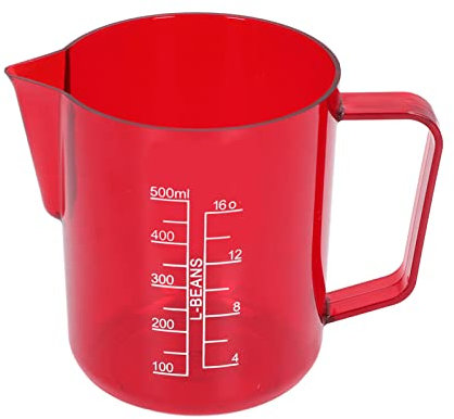Taza medidora de café acrílica, 500 ml, taza de espresso tipo boca de águila, taza espumadora de leche, jarra de mezcla para espresso, arte con leche, leche (rojo)