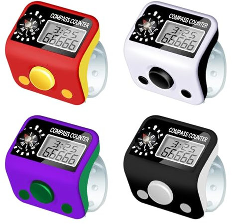 Golgner 4 Stück Mechanischer Handzähler, Digitaler Fingerzähler, Elektronische Fingerzähler, Rücksetzbare 5 Stellige Handzähler, Finger Counter, Reihenzähler für Sport Golf Stricken Weben